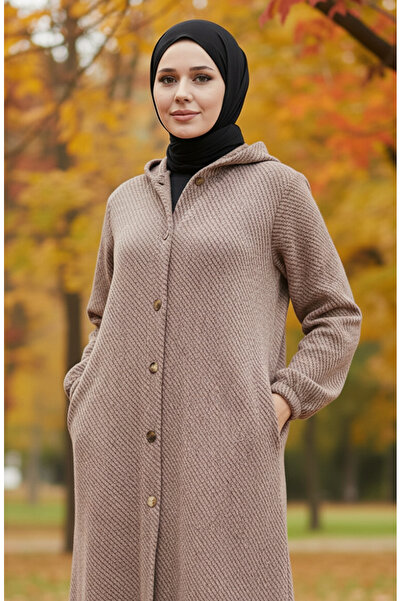 sefamerve Καπέλο με με κουκούλα κουμπιά 0201-16 Milk Coffee