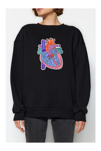 Tubinyoo سويت شيرت مطبوع عليه قلب تشريحي