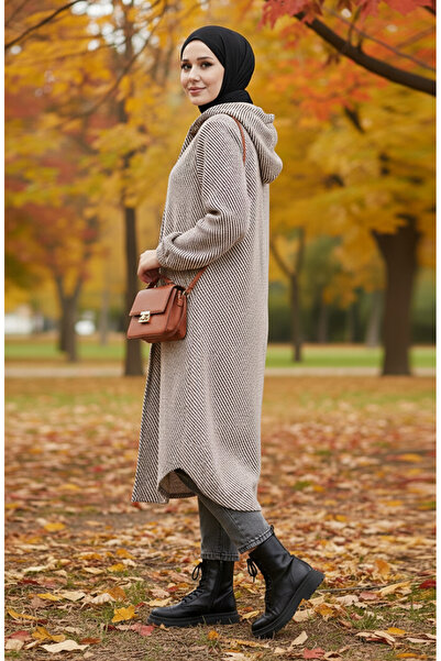 sefamerve Καπέλο με με κουκούλα κουμπιά 0201-12 Ανοιχτό βιζόν