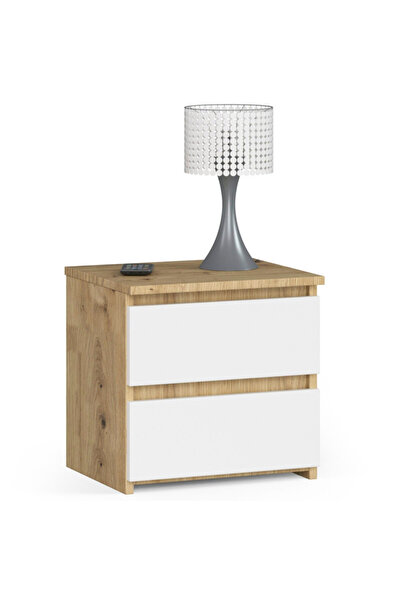 SERSIMO Noptieră cu 2 sertare, din PAL laminat, 40x35x40 cm, stejar artizanal...