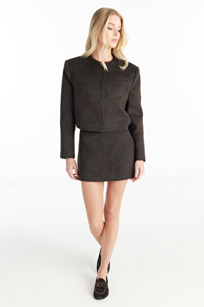 Ted Baker ACI KAHVERENGİ YÜNLÜ JAKARLI KUTU FORM CKET