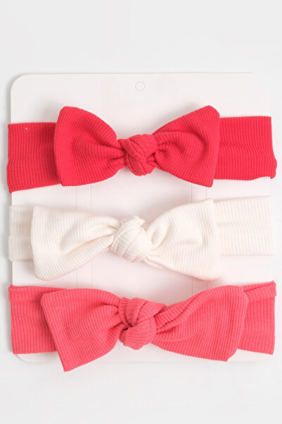 Soar Kids Aksesuar Baby Girl Bandana Coral Red Ecru Set of 3 0-2 Years Old