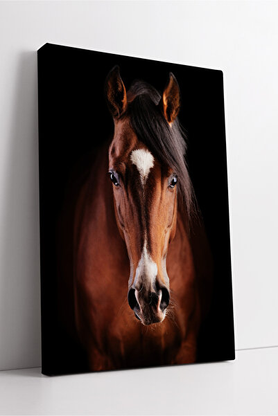 KOSS Dijital Pictură pe pânză cu portret de cal maro nobil, decor minimalist ...