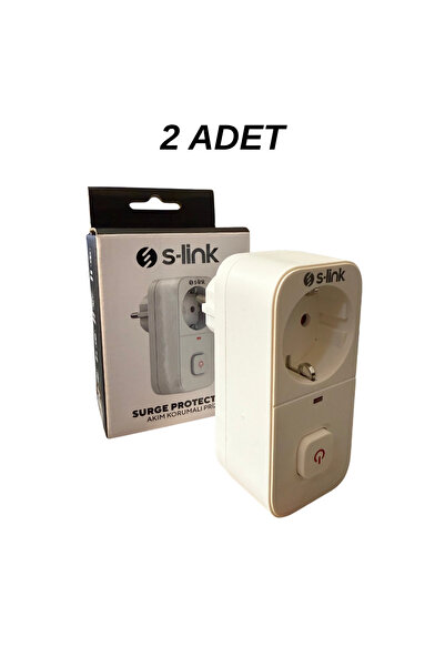 S-LINK SL-010 Anahtarlı Akım Korumalı Tekli Priz 16A/250V 750 Joule - 2’li Paket
