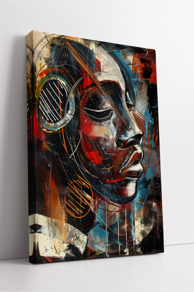 KOSS Dijital Portret de femeie africană, roșu, albastru, artă abstractă, stil...