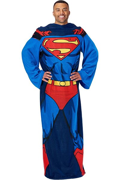 DC COMICS بطانية نورث ويست "أكشن سوبرمان" ناعمة قابلة للارتداء للبالغين بأكما...