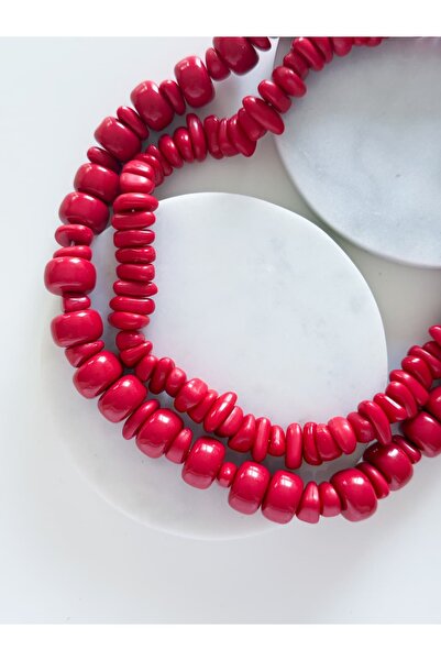CHARMLUCKY Red Bead 2-Piece Necklace