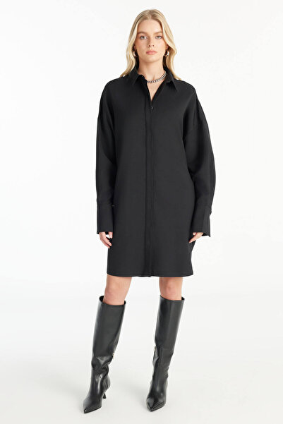 Ted Baker SİYAH YÜNLÜ GÖMLEK ELBİSE