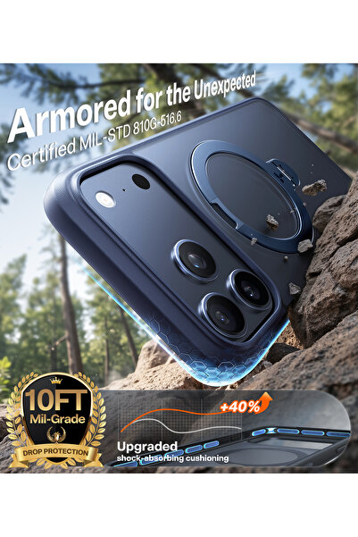 TORRAS Ostand Spin Silicone Series for iPhone 17 Pro Max (6.9-Inch) Case – Midnight Blue