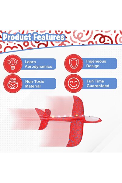 Home Smart مجموعة طائرات إسفنجية من 4 قطع مزودة بمصابيح LED، لعبة طائرة يدوية...