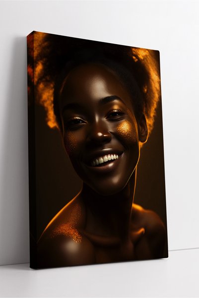 KOSS Dijital Portret de femeie africană zâmbitoare, tablou artistic pe pânză,...
