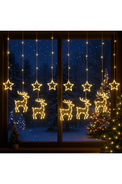 Promagg Instalaţie tip perdea, LED Alb Cald, 8 moduri de lumină, lăţime 3 m