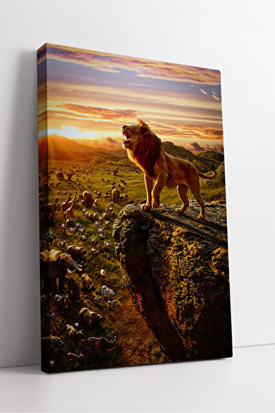 KOSS Dijital Εκτύπωση σε καμβά με λιοντάρι και ηλιοβασίλεμα που αντικατοπτρίζ...
