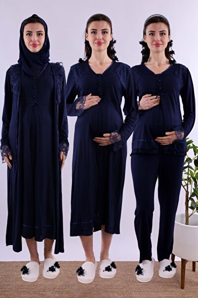 ByLohusa Effortt Navy Blue Hijab Maternity Set
