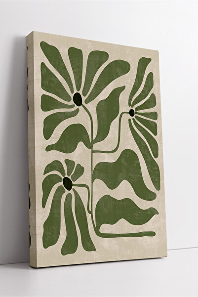 KOSS Dijital Πράσινο μοτίβο με λουλούδια και φύλλα σε καμβά Boho Εκτύπωση σε ...