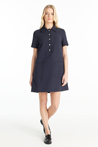 Ted Baker LACİVERT POLO YAKA DÜZ KESİM MİNİ ELBİSE