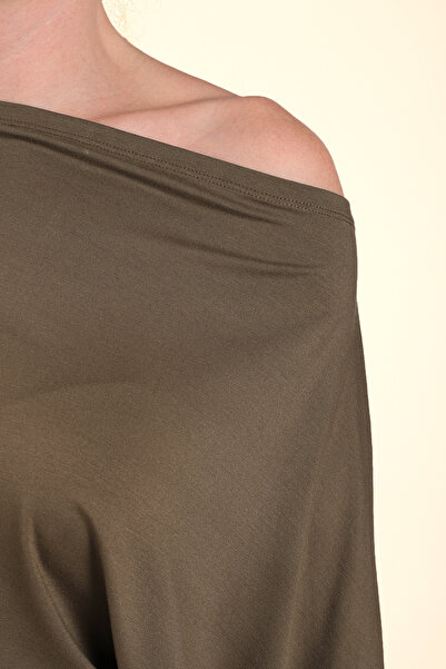 armonika Women's Khaki Boat Neck Batwing Sleeve Blouse Arm-26K042018