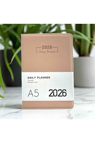 Limmy 2026 Agenda Pastel Colored Textured Daily Planner A5 (15X21 cm) - Nude