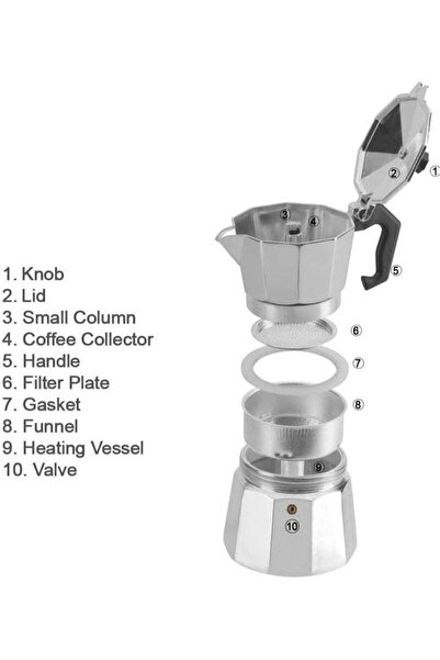 Generic Stovetop Aluminum Moka Pot Espresso Maker - 6 Cup (300ml)