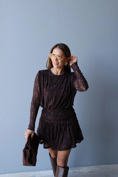 Purple by Banu Dantel Elbise