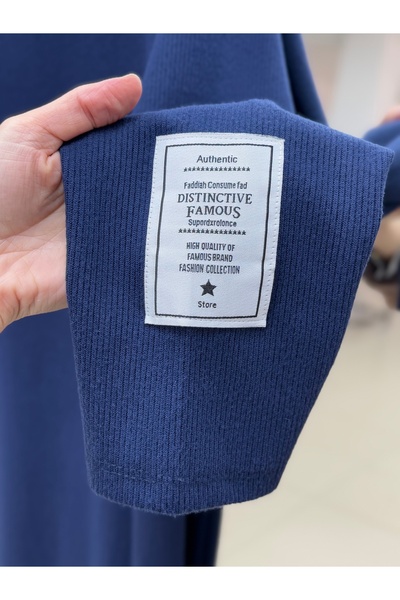 MİHRA STORE Φόρεμα Αλέσια Ρέγκλαν με λογότυπο στο μανίκι-NA2368 Ναυτικό μπλε