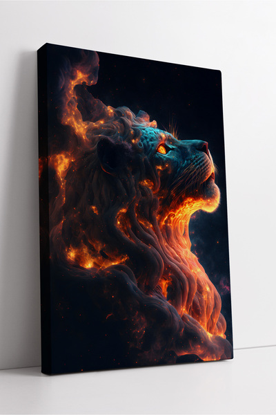 KOSS Dijital Пламенен космически лъв Платно Картина Бляскав художествен стил ...