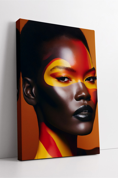 KOSS Dijital Portret abstract de femeie, artă etnică, pictură pe pânză, design figurativ modern, decor estetic de perete