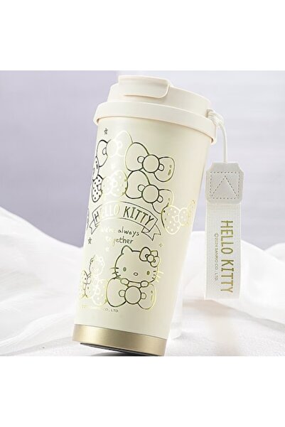 Sanrio Hello Kitty Hello Kitty Thermos, 520 ml, 6h Thermal Insulation, with Straw Spout and Handle