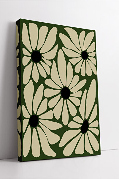 KOSS Dijital Εικόνα σε καμβά με ρετρό μοτίβο μαργαρίτας με πράσινο φόντο – Δι...