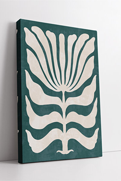 KOSS Dijital Pictură pe pânză boho cu model de frunze albe pe fundal verde De...