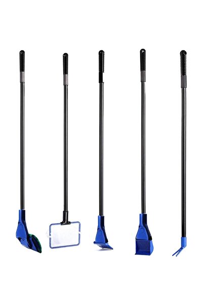 zola Kit multifuncțional de curățare a acvariului, 5 vârfuri înlocuibile, plastic, 8 bucăți, albastru