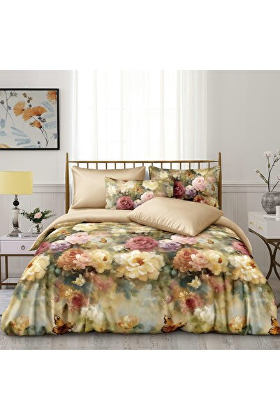 CHIRASO CHIRASO Bed Linen, Fine SATIN 4 Pieces ELASTIC Fitted Sheet 180x200 Duvet Cover 200x230 2 Pillowcases