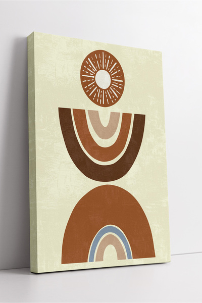 KOSS Dijital Pictură abstractă boho pe pânză cu soare și semicerc – Decor de ...