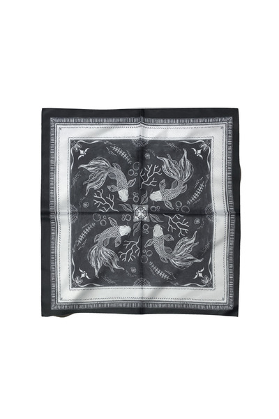 Sultan İpek Balık Desenli Fular / Bandana 52x52