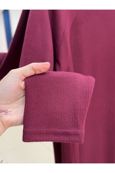 MİHRA STORE Φόρεμα Candella Reglan με μανίκια-AS4102 Βουργουνδία