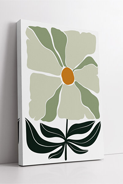 KOSS Dijital Tablou modern pe pânză cu model de flori verde și alb – Decor de...