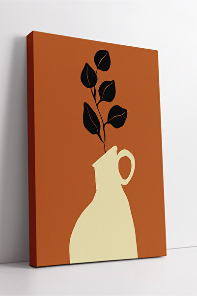 KOSS Dijital Vază cu fundal portocaliu și pictură pe pânză minimalistă boho c...