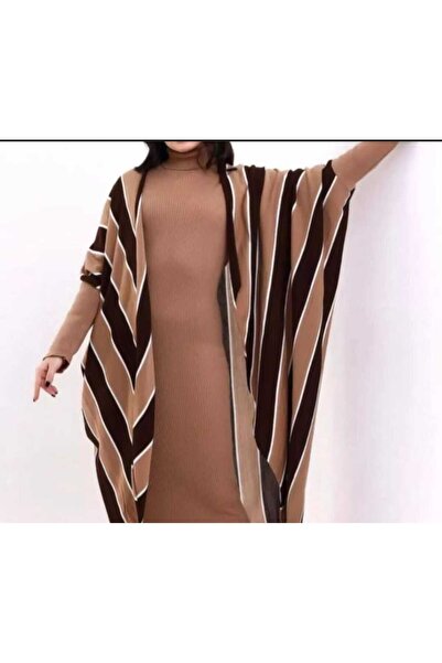 Cemre Life New Deux Striped Knit Poncho