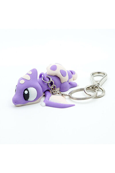 OEM Dinosaur Keychain, Baby Pterodactyl, Flexi Keychain for Backpack, 3D, Purple