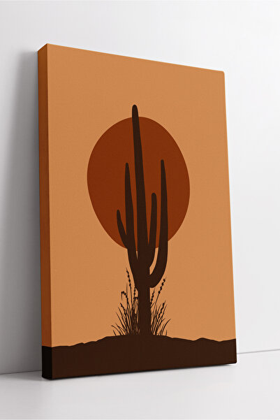 KOSS Dijital Pictură pe pânză boho cu siluetă de cactus la apus de soare port...