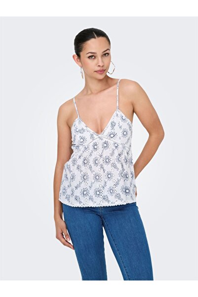 ONLY Onlanja Life Strap V-Neck Singlet Wvn Women's White Blouse - 15344640