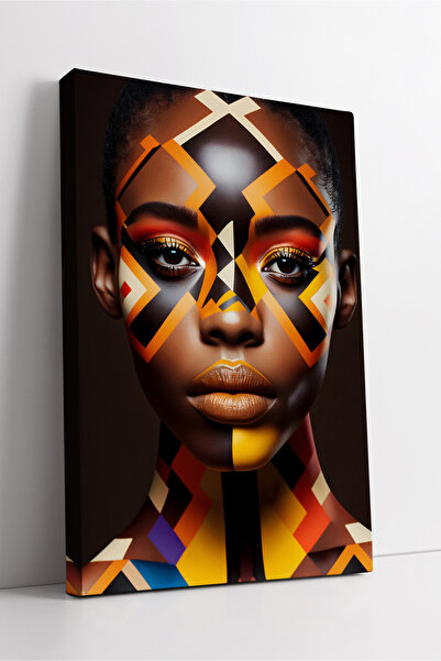 KOSS Dijital Portret de femeie africană cu model etnic, pictură pe pânză în s...