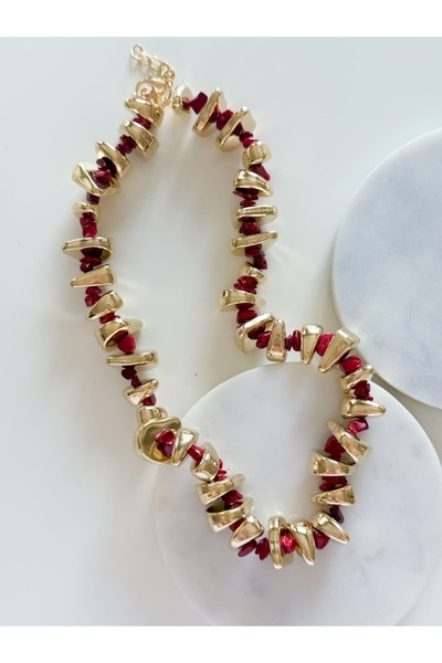 CHARMLUCKY BORDO-GOLD BONCUK KOLYE