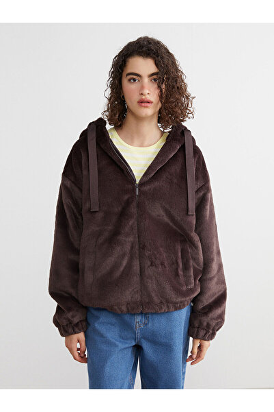 LC Waikiki Özmarka New Season Hooded Oversize Women's Plush Jacket