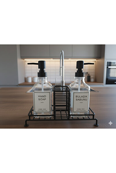 Harmony Time 2'Lİ SİYAH STANDLI LİF BÖLMELİ, PASLANMAZ ÇELİK, SİVİ EL SABUNU ...