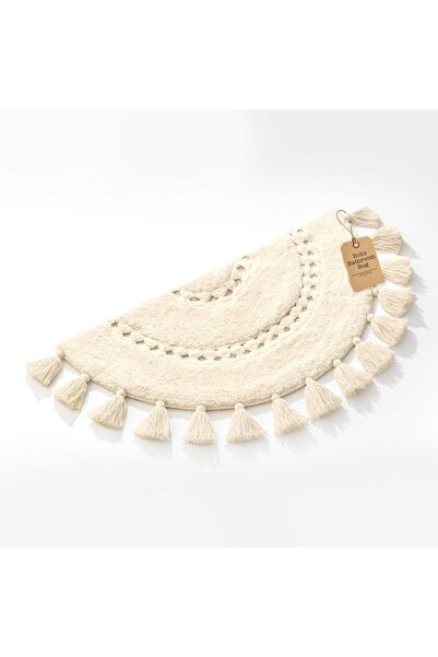 Generic Boho Bath Rug (Creamy/Beige, Half-Circle), Cotton