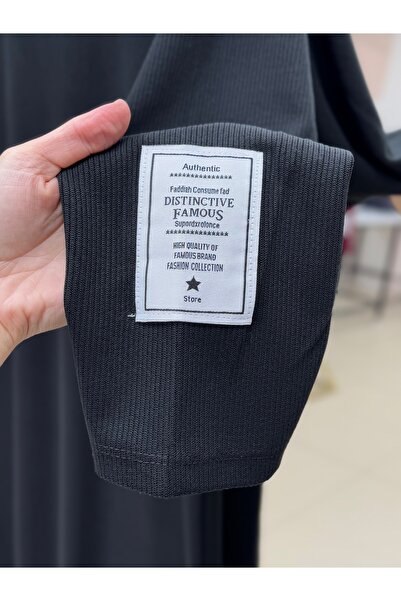 MİHRA STORE Φόρεμα Αλέσια Ρέγκλαν με λογότυπο στο μανίκι-NA2368 Μαύρο