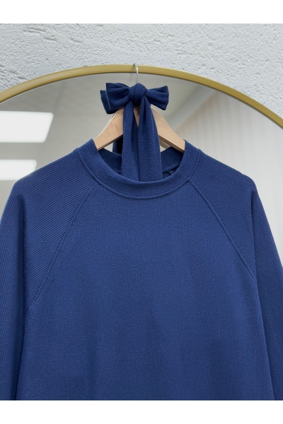 MİHRA STORE Φόρεμα Αλέσια Ρέγκλαν με λογότυπο στο μανίκι-NA2368 Ναυτικό μπλε