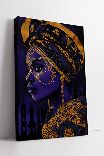 KOSS Dijital Πορτρέτο Αφρικανής Γυναίκας Έθνικ Πολιτιστική Τέχνη Χρυσή Λεπτομ...