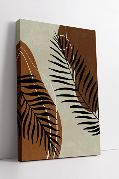 KOSS Dijital Tablou de pânză cu model tropical cu frunze negre – Decor de per...